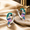 925 Sterling Silver Enamel Crafted Earrings for Women - 16x9mm