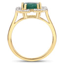 2.55 Carat Dyed Emerald and White Topaz .925 Sterling Silver Ring
