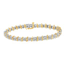 Two-Tone 10K Yellow Gold over .925 Sterling Silver 1.0 Cttw Diamond S-Curve Link Miracle-Set Tennis Bracelet (I-J Color, I3 Clarity) - 7"