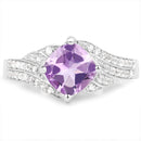 1.32 Carat Genuine Amethyst & White Topaz .925 Sterling Silver Ring