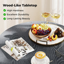 33.5 Inch Round Patio Bistro Table with Wood-Like Top and X-Shaped Legs-Gray