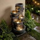 33" H Outdoor Water Fountain with LED Lights for Patio