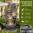 33" H Outdoor Water Fountain with LED Lights for Patio