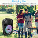KOCASO Wireless Speaker Portable PA Karaoke System with 12" Subwoofer FM Radio Wired Microphone w/ DJ Lights FM Remote Control
