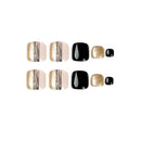 Fashion Black Line Gold Powder Manicure Nails
