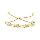14K Yellow Gold Plated .925 Sterling Silver Diamond Accent Alternating Marquise Shape and Heart Links Bolo Bracelet (I-J Color, I3 Clarity) - Adjustable 6" to 9"