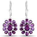 11.60 Carat Genuine Amethyst and White Topaz .925 Sterling Silver 3 Piece Jewelry Set (Ring, Earrings, and Pendant w/ Chain)