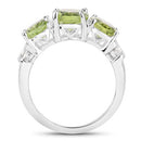 4.14 Carat Genuine Peridot and White Topaz .925 Sterling Silver Ring