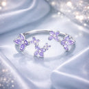 925 Sterling Silver White Gold Plated Ring with Enamel and CZ for Women