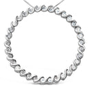 .925 Sterling Silver 3/4 Cttw Round Diamond Spiral Curved Circle Pendant 18" Necklace (I-J Color, I3 Clarity)