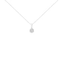 14K White Gold 1/2 cttw Prong Set Round-Cut Diamond 7 Stone Floral Cluster 18" Pendant Necklace (H-I Color, I1-I2 Clarity)