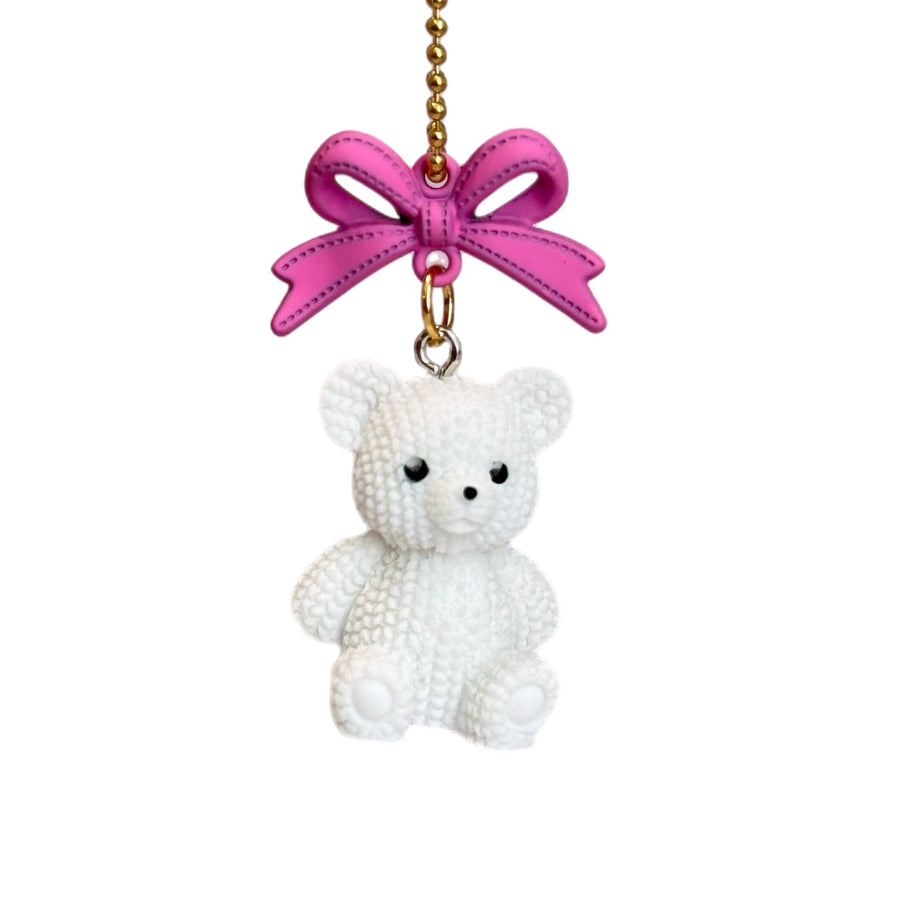 Coquette White Teddy Bear Charm - Tumbler Handle Charm