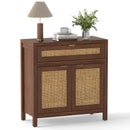 Sideboard Storage Cabinet with Rattan Doors and Drawer-Brown