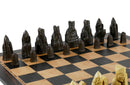 Chess Set - Isle of Lewis Resin Chessmen on Ebony/Birdseye Maple Chess Board