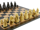 Chess Set - Isle of Lewis Resin Chessmen on Ebony/Birdseye Maple Chess Board