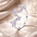 925 Sterling Silver White Gold Plated Ring with Enamel and CZ for Women