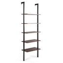 5-Tier Wood Look Ladder Shelf with Metal Frame for Home