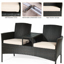 Modern Patio Conversation Set with Built-in Coffee Table and Cushions