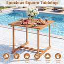 35.5" Acacia Wood Outdoor Dining Table with Umbrella Hole