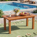 Rectangular Outdoor Coffee Table with Slatted Hardwood Top