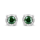 Sterling Silver Rose Cut Treated Green Diamond Solitaire Stud Earrings (0.25 cttw, Green Color, I2-I3 Clarity)