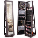 360° Rotatable 2-in-1 Lockable Jewelry Cabinet with Full-Length Mirror