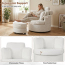 360° Swivel Accent Chair with Half Moon Storage Ottoman