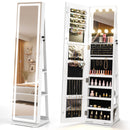 360° Swivel Freestanding Jewelry Cabinet with Lighted Full Length Mirror