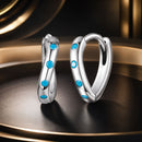 925 Sterling Silver Earrings with Synthetic Turquoise, Oxidized Finish, Size 12*2mm, Women