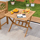 36-Inch Acacia Wood Folding Patio Dining Table with Umbrella Hole for 4 People