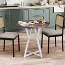 36 Inch Round Dining Table with Metal Pedestal Base-Natural