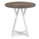 36 Inch Round Dining Table with Metal Pedestal Base-Natural