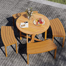 36 Inches Outdoor Folding Round Dining Table with Slatted Tabletop
