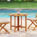 36 Inches Outdoor Folding Round Dining Table with Slatted Tabletop