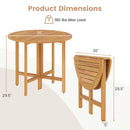 36 Inches Outdoor Folding Round Dining Table with Slatted Tabletop