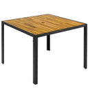 36 Inch Square Outdoor Dining Table for 4 with Slatted Top for Porch