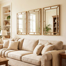 36 x 24 Inch Gold Wall Mirror with Beaded Frame for Living Room