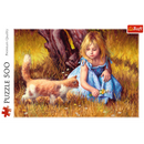 500 Piece Jigsaw Puzzles, In The Center of Attention, Jim Daly Puzzle with Little Girl and Cat, Adult Puzzles, Trefl 37291