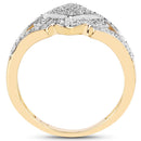 14K Yellow Gold Plated 0.32 Carat Genuine White Diamond .925 Sterling Silver Ring