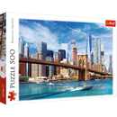 500 Piece Jigsaw Puzzles, View of New York, Puzzle of the USA, City Skyline Puzzle, New York Harbor and Bridge Puzzle, Adult Puzzles, Trefl 37331