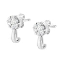14K White Gold 3/4 Cttw Diamond Floral Cluster Drop and Dangle Stud Earrings (H-I Color, I1-I2 Clarity)
