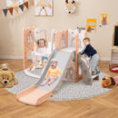 7-in-1 Toddler Swing and Slide Set L-shaped with Ladder and Basketball Hoop