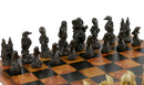 Chess Set - Sea Life Resin Chess Pieces on Faux Leather Old World Map Board