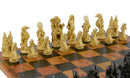 Chess Set - Sea Life Resin Chess Pieces on Faux Leather Old World Map Board