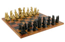 Chess Set - Sea Life Resin Chess Pieces on Faux Leather Old World Map Board