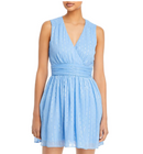 Aqua Metallic Dot Stripe Mini Dress