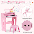 37 Keys Music Piano with Microphone Kids Piano Keyboard with Detachable Music Stand