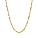 3.0mm 14k Yellow Gold Solid Diamond Cut Rope Chain