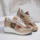 Geometric Lace Up Wedge Sneakers