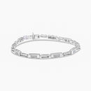 14K White Gold 1.0 Cttw Invisible Set Princess Cut Diamond Alternating Station and Link Tennis Bracelet (I-J Color, I1-I2 Clarity) - Size 7.25" Inches